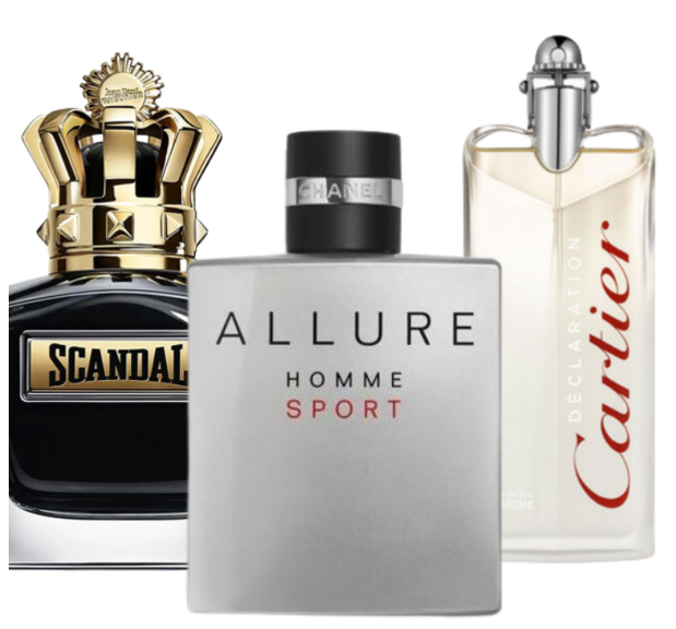 PAGA 1 RECIBE 3 - Kit 3 Perfumes Allure Homme Sport, Scandal Jean Paul Gaultier & Cartier Déclaration
