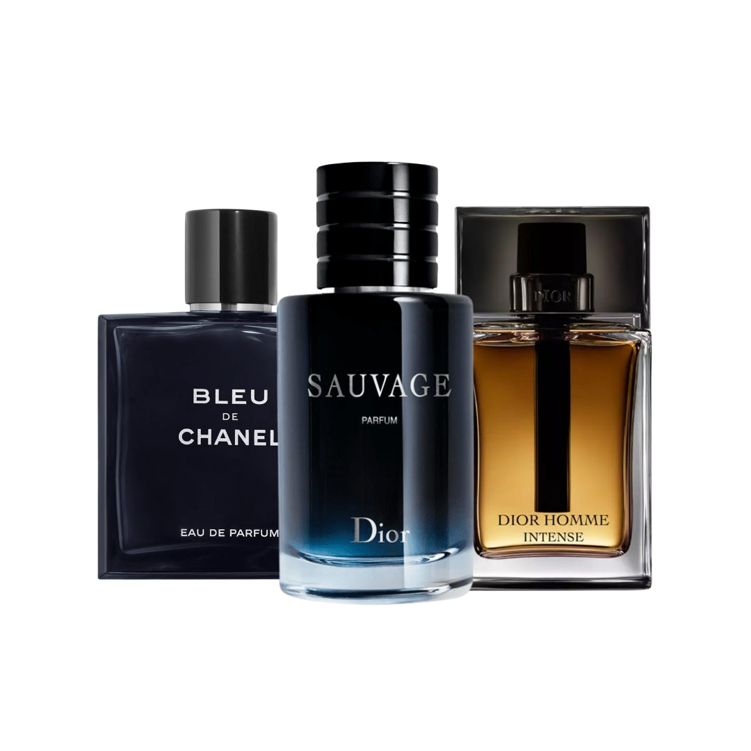 PAGA 1 RECIBE 3 - Kit 3 PERFUMES Sauvage Dior, Bleu de Chanel & Dior Homme Intense