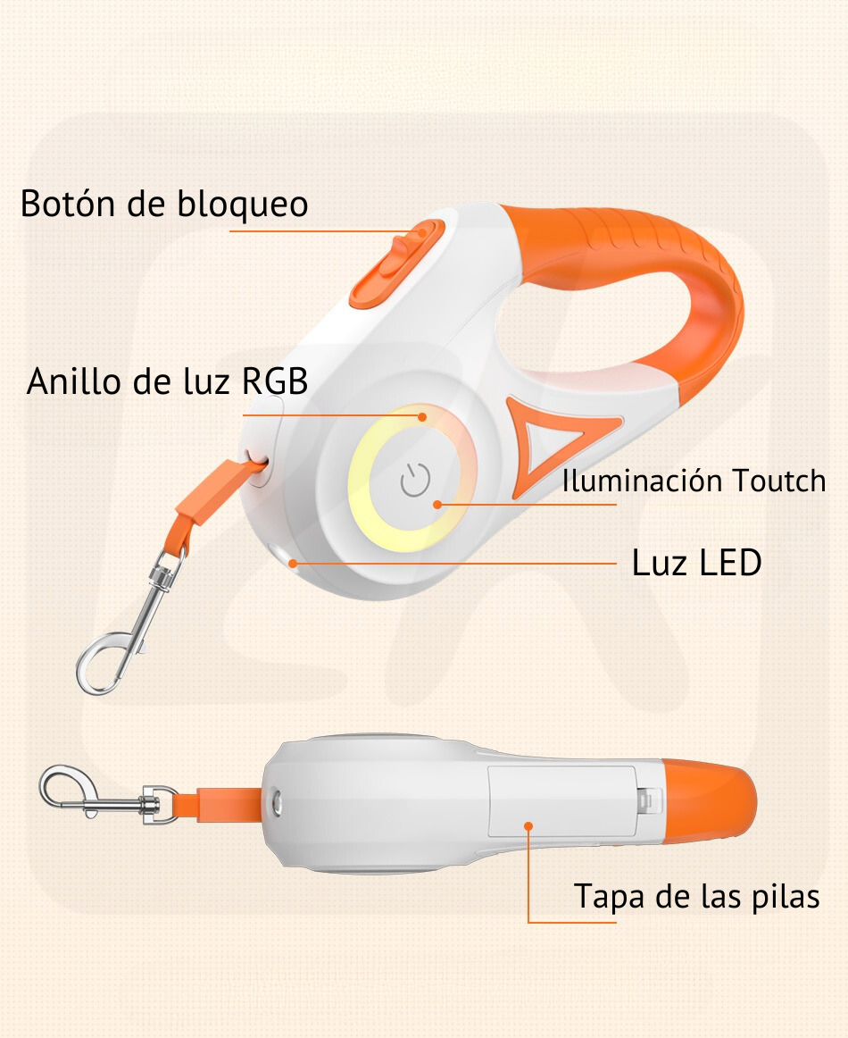 FlexiLuz: Correa Retráctil con Luz LED para Mascotas